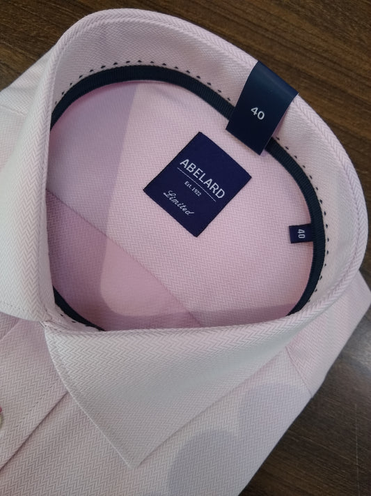 Abelard Frosted Herringbone Long Sleeve Shirt - Pale Pink