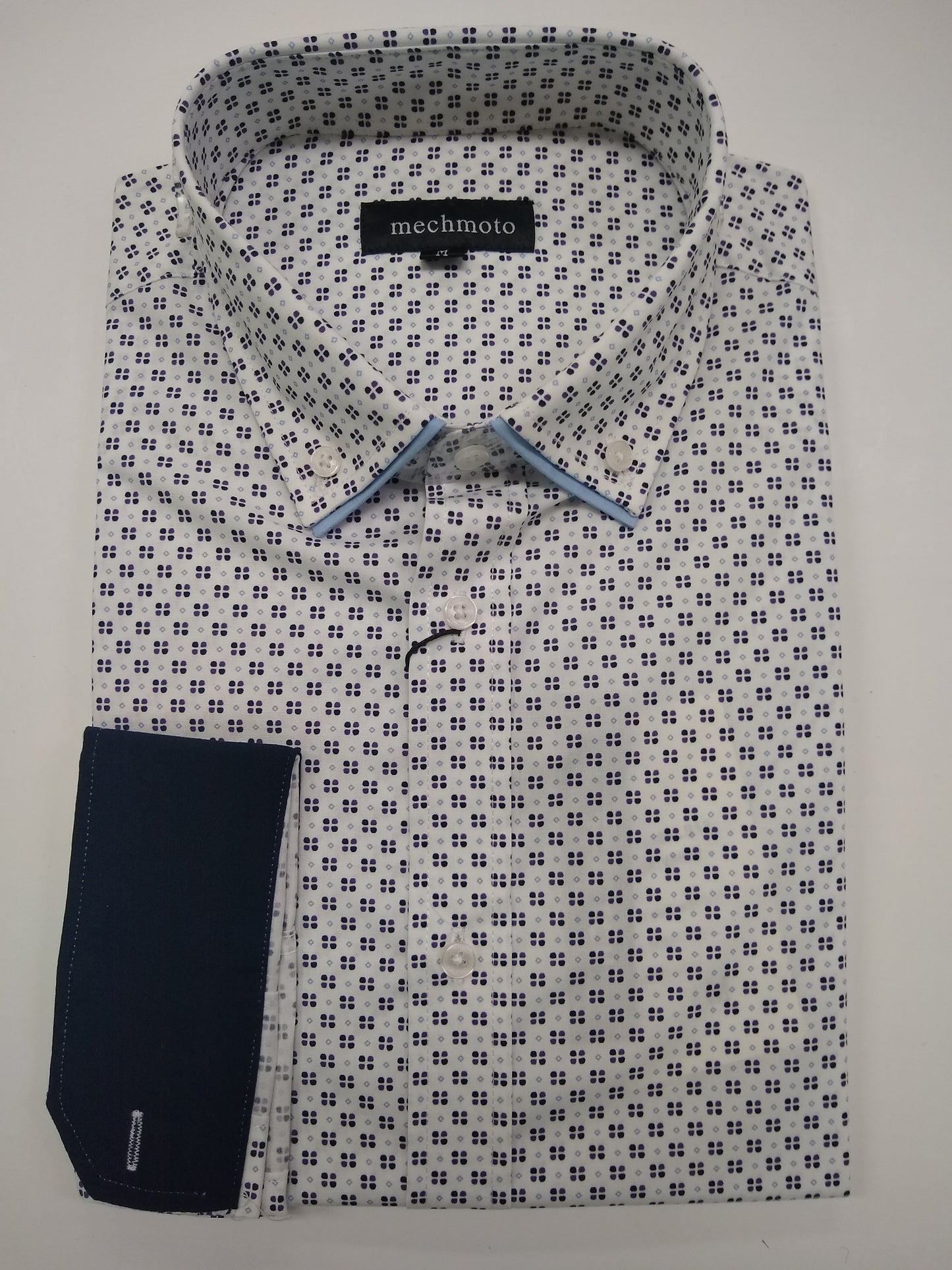 Mechmoto Dot Print Long Sleeve Shirt - White
