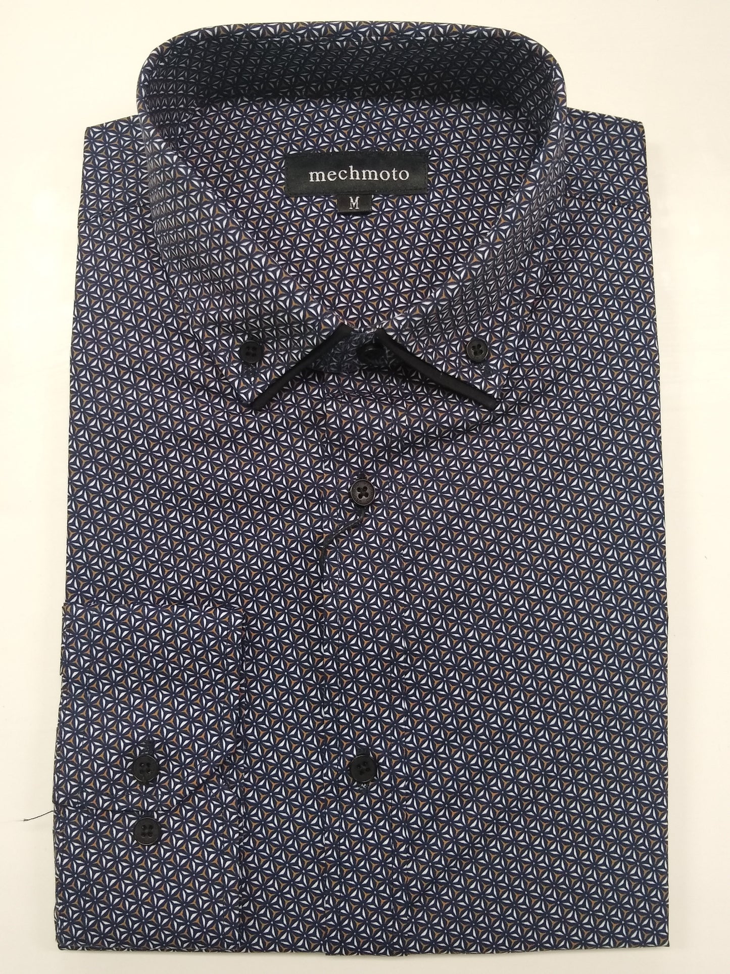 Mechmoto Geo Print Long Sleeve Shirt - Black