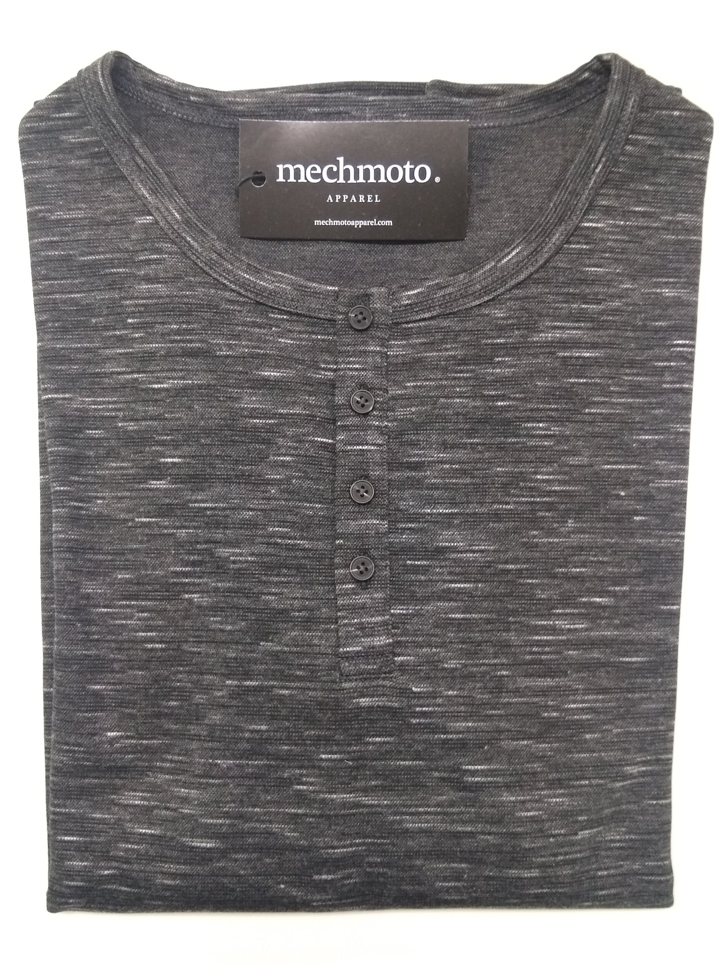 Mechmoto 4 Button Grandpa Long Sleeve Tee Shirt - Charcoal