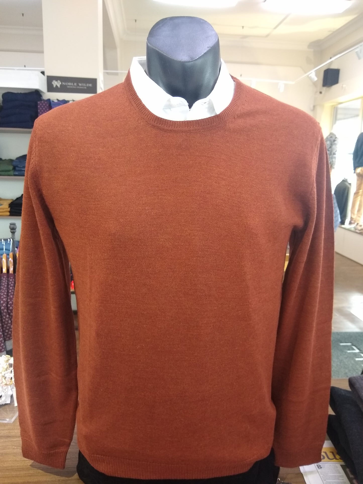 Silverdale Black Label Burnt Orange Fine Crew Neck Jumper