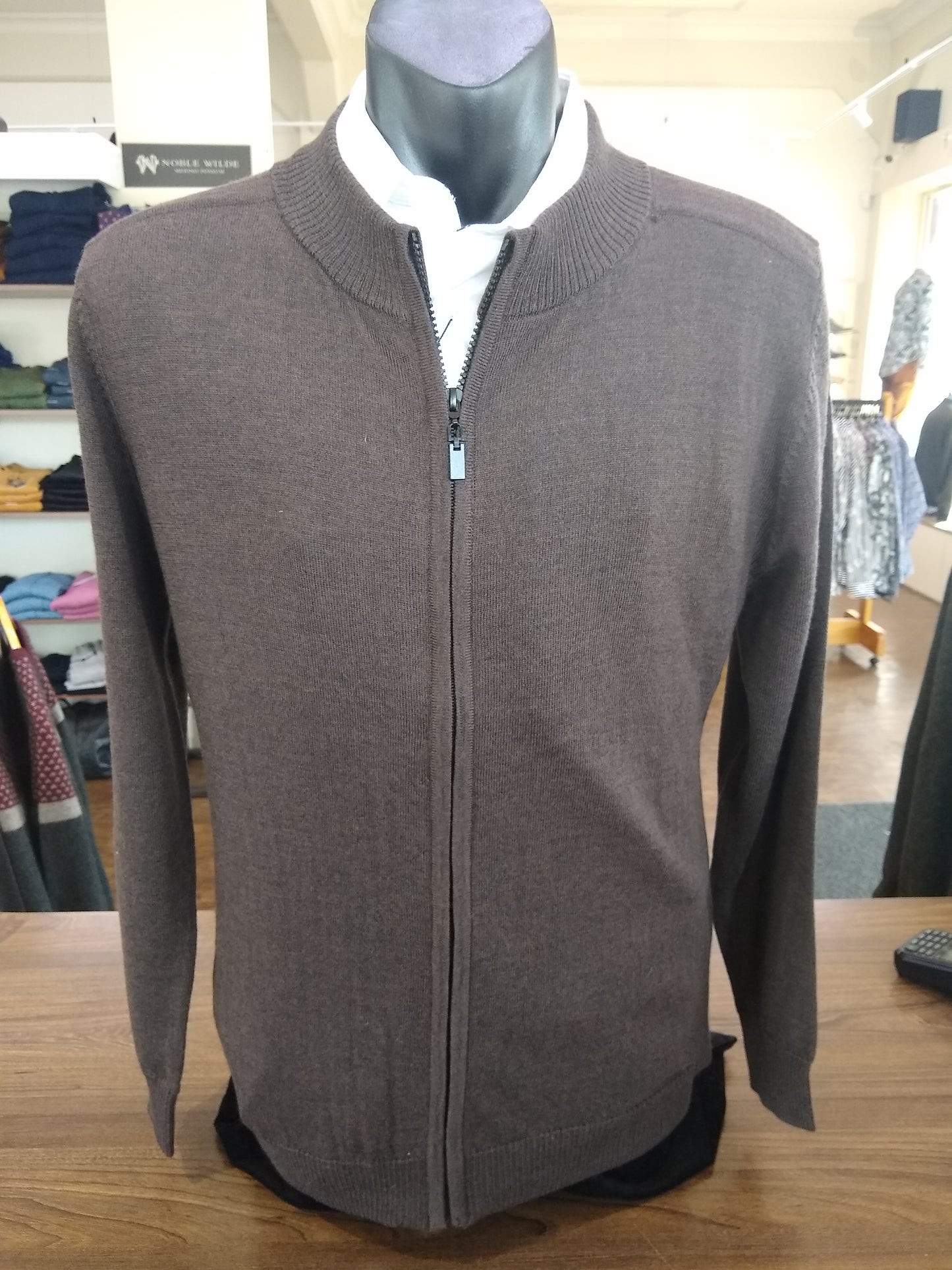 Berlin Espresso Full Zip Merino Jumper