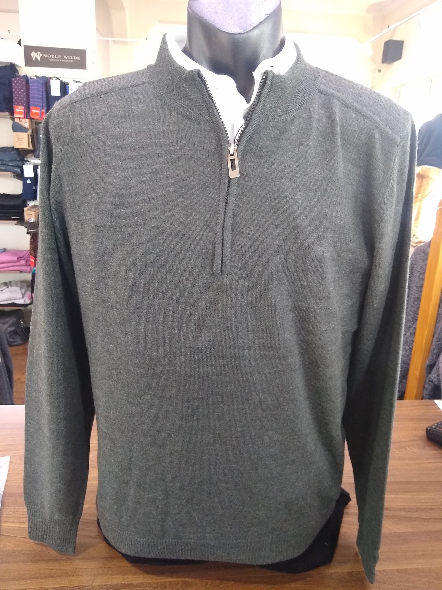 Berlin Olive Merino 1/4 Zip Jumper