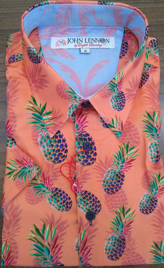 John Lennon Peach Pineapple Short Sleeve Shirt