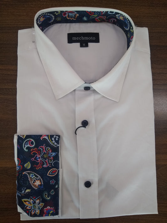 Mechmoto White Sateen Long Sleeve Shirt