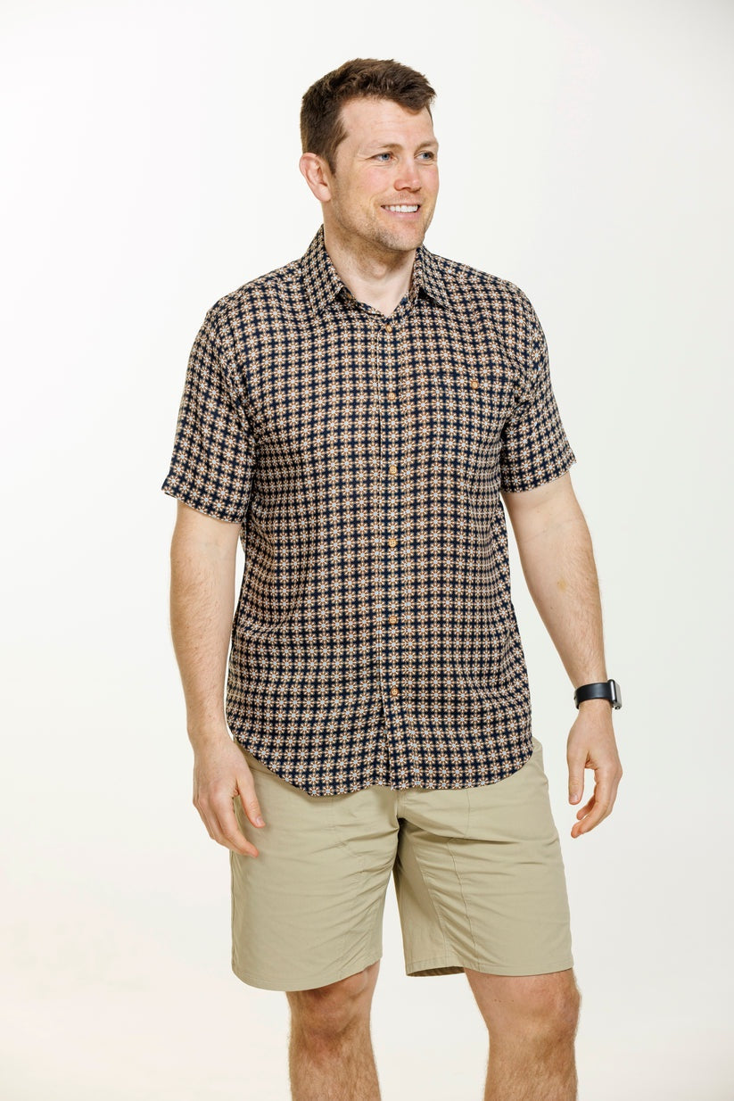 Lifestyle Getaway Brown Check Short Sleeve Shirt
