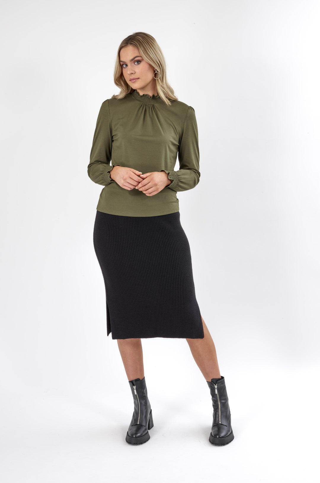 Knewe Miso Long Sleeve Top - Khaki