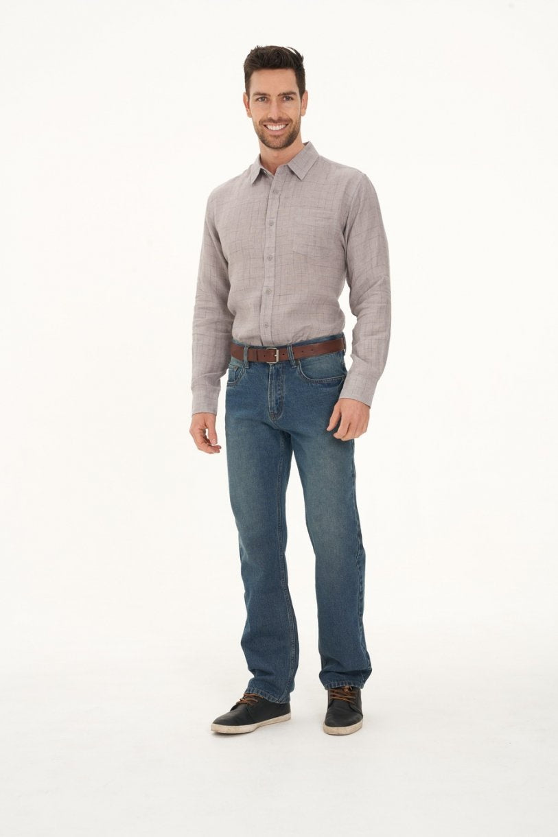 Braintree Mens Hemp Cotton Check Long Sleeve Shirt
