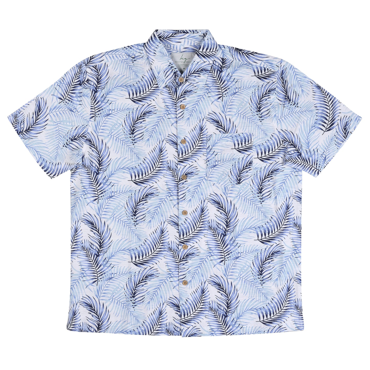 Kingston Grange Blue Fern Print Short Sleeve Shirt