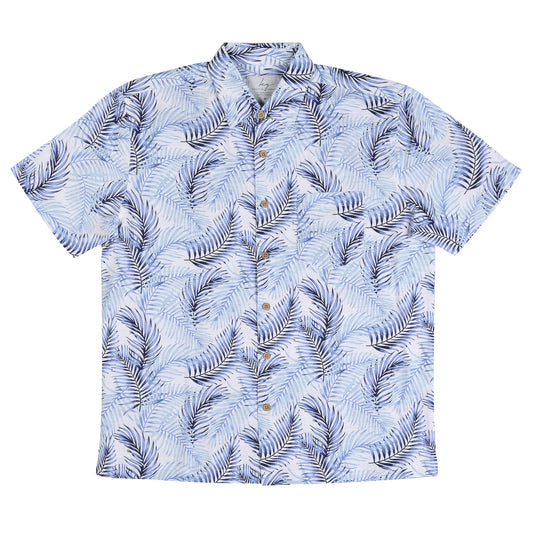 Kingston Grange Blue Fern Print Short Sleeve Shirt
