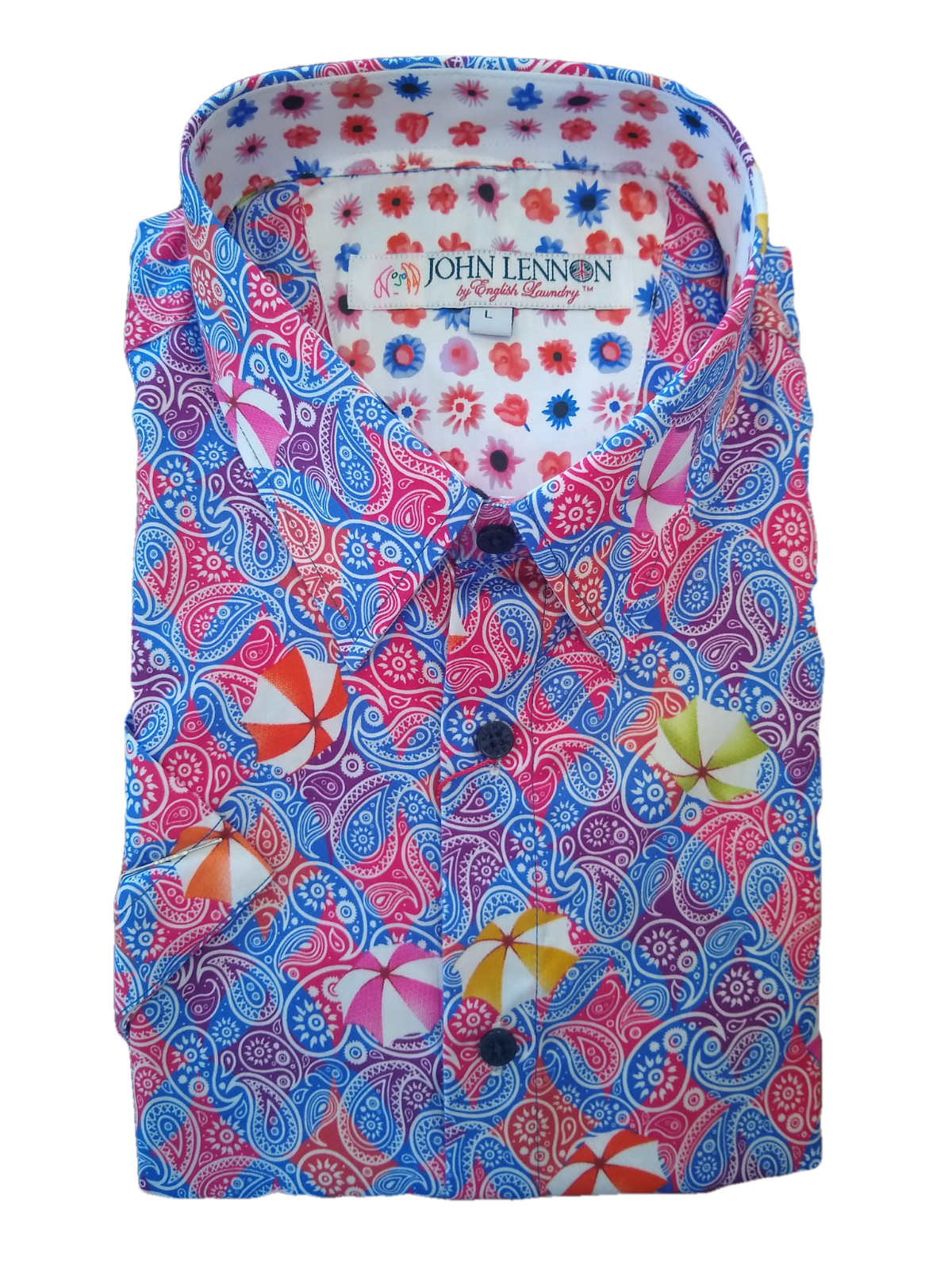 John Lennon Blue-Gold Print Long Sleeve Shirt