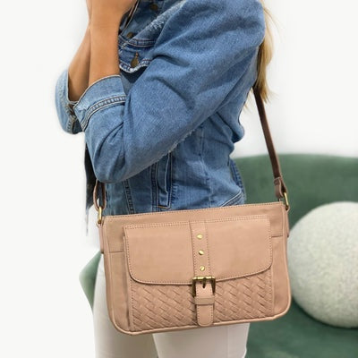PIERRE CARDIN WOVEN LEATHER LADIES CROSS-BODY BAG (PC 3379)