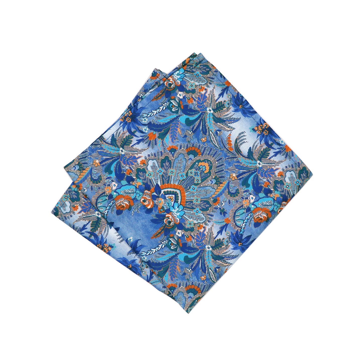 Liberty Miro's Paradise Blue and Orange Floral Pocket Hank