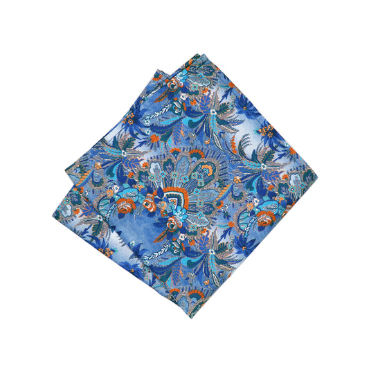 Liberty Miro's Paradise Blue and Orange Floral Pocket Hank