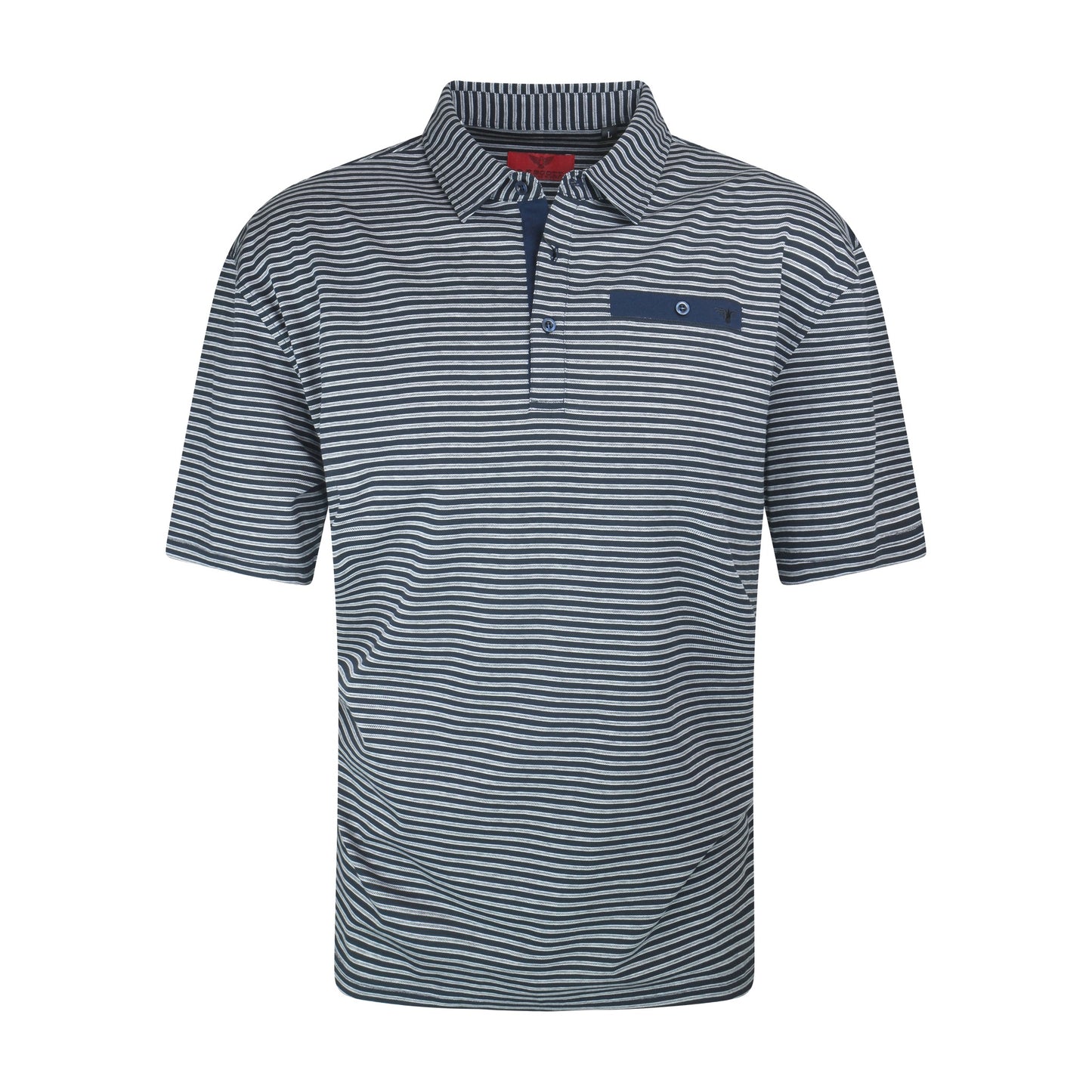 RF Scott Verman Short Sleeve Polo - Navy stripe