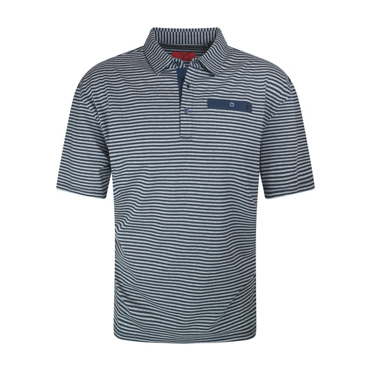 RF Scott Verman Short Sleeve Polo - Navy stripe