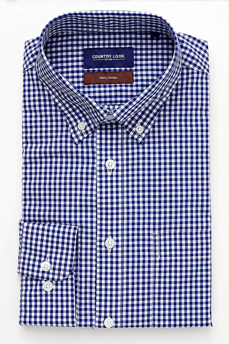 Country Look Royal Blue Galway Long Sleeve Shirt