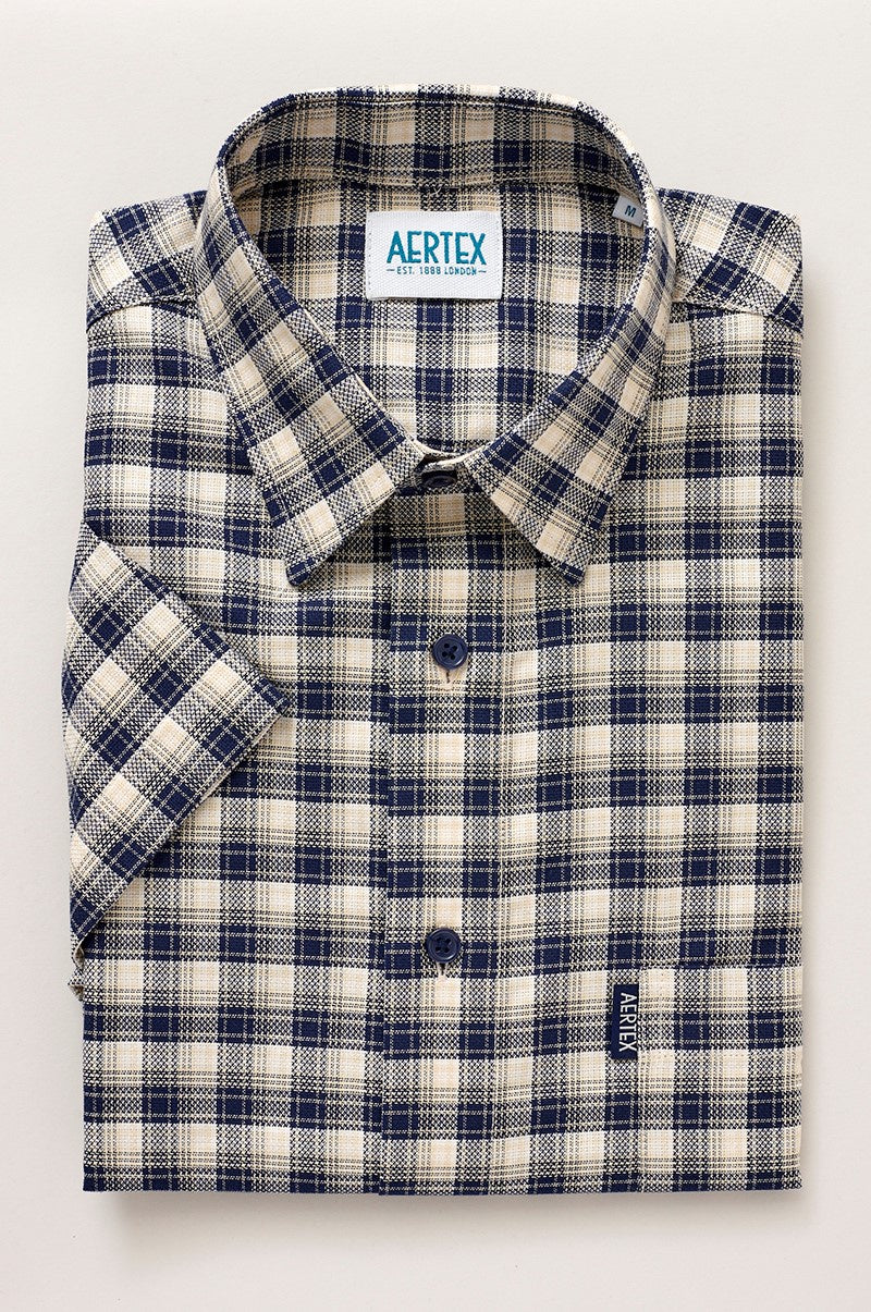 Aertex Men's Bold Sand Check Short Sleeve Shirt