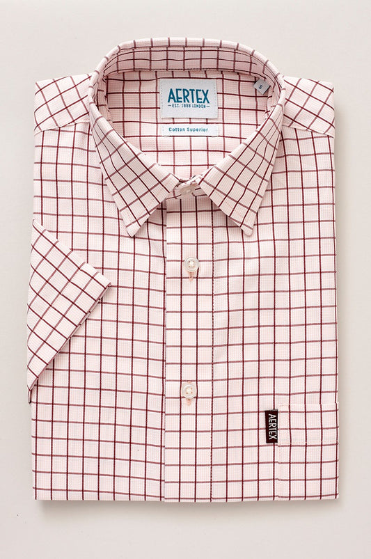 Aertex Women's Pink Window Check Short Sleeve Shirt