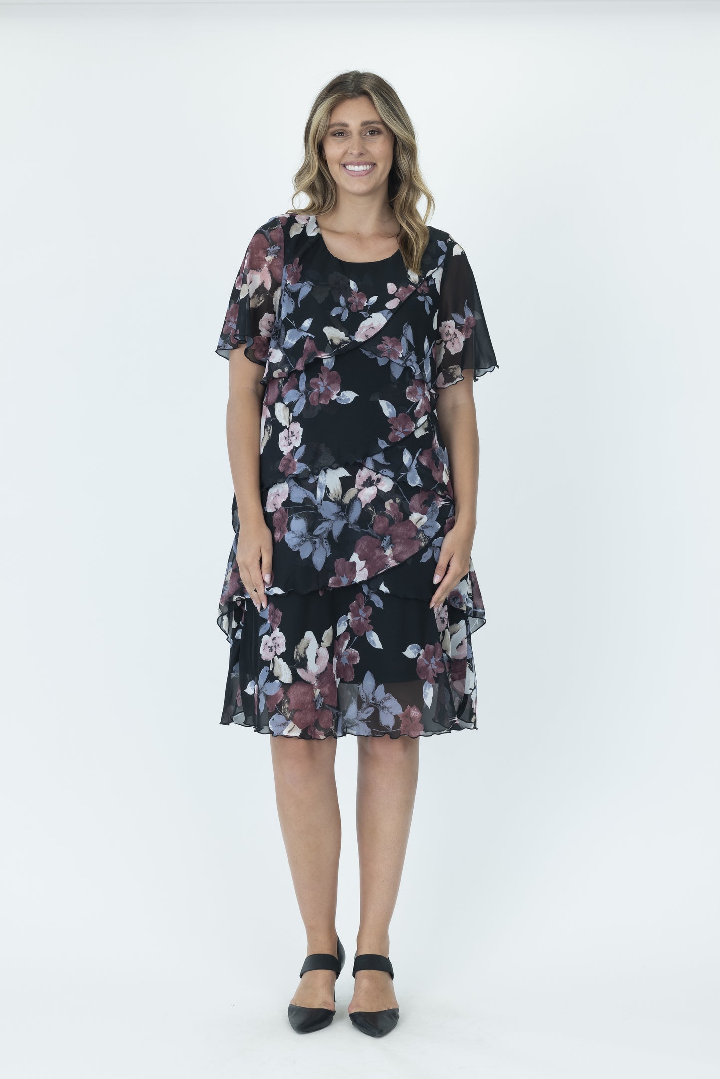 Vivid Black Multi Layered Dress