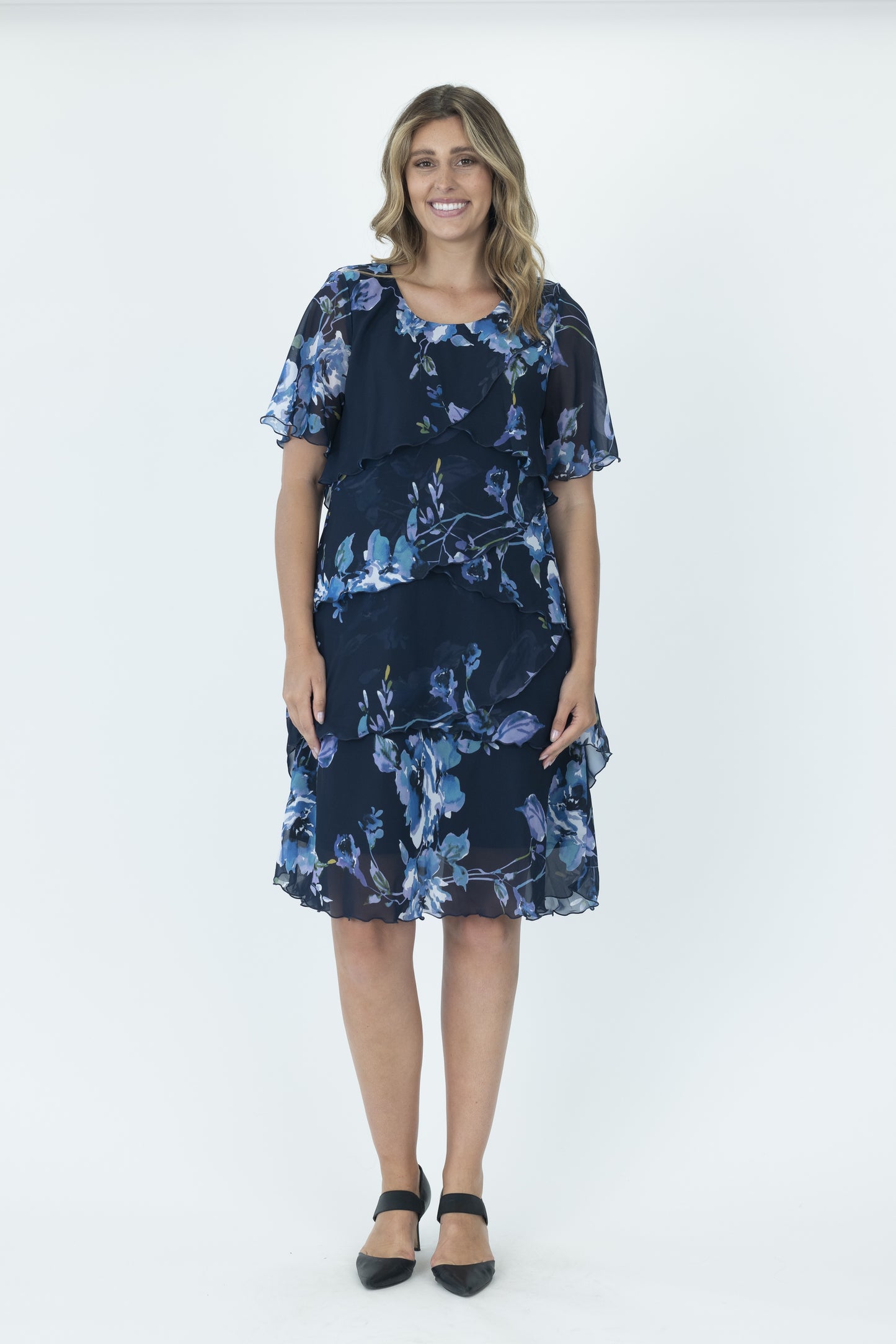 Vivid Ladies Layered Dress Navy Multi