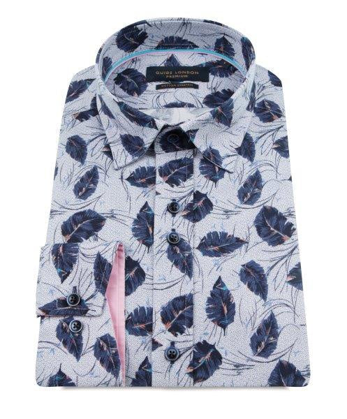 Guide London Blue Leaf Long Sleeve Shirt