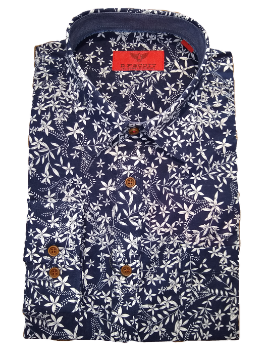 R.F Scott Feilding Navy Long Sleeve Shirt SS23737