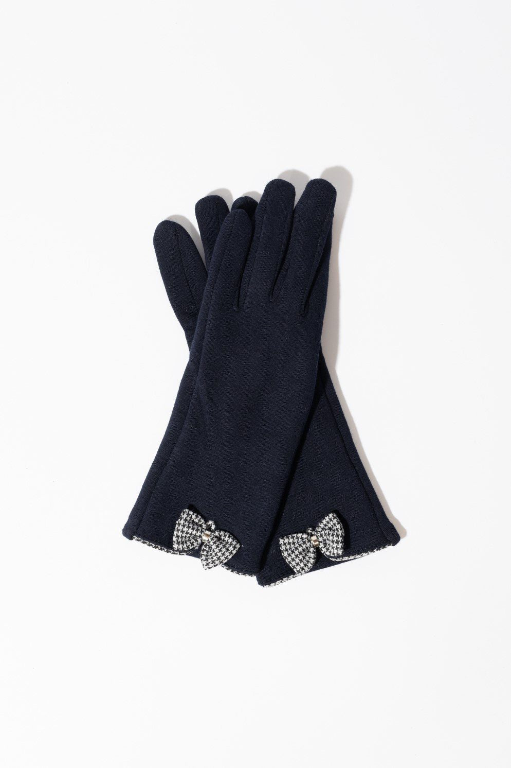 Stilen Gingham Navy Bow Gloves