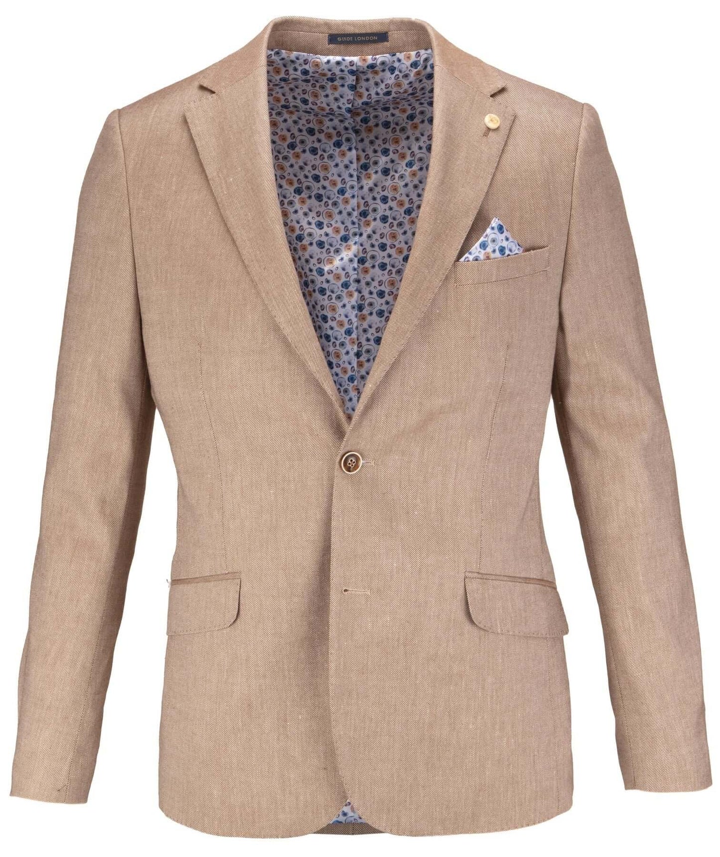 Guide London Soft Herringbone Cotton Linen Blend Blazer