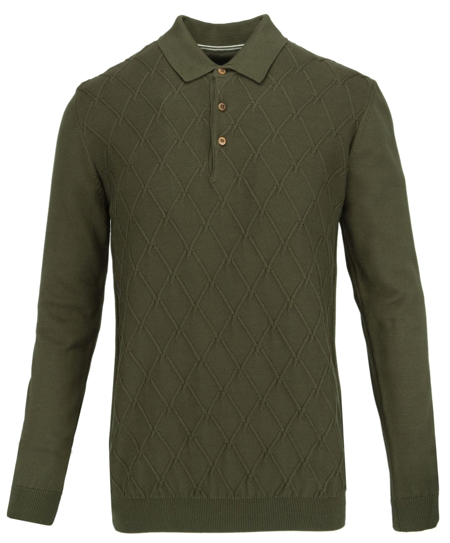 Guide London Cross Cable Polo Top - Khaki