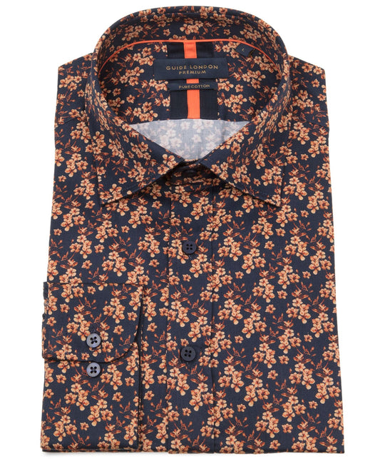 Guide London Long Sleeve Flower and Stem Print Shirt