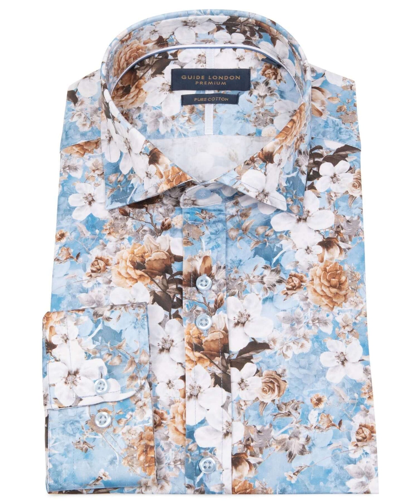 Guide London Blue Floral Long Sleeve Shirt