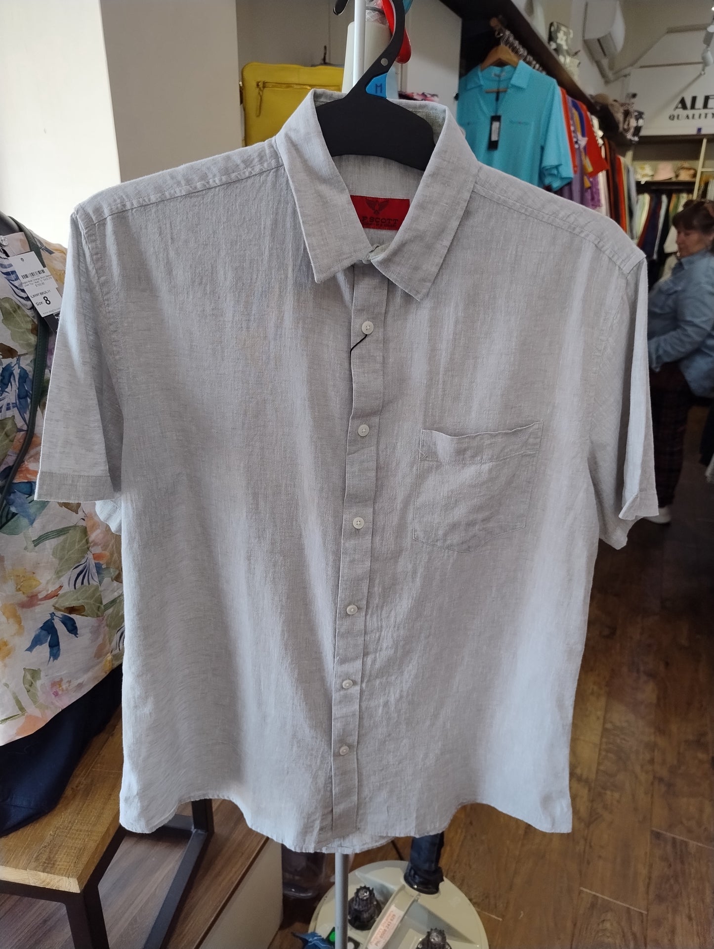 RF Scott Fields Short Sleeve Linen Shirt Parchment