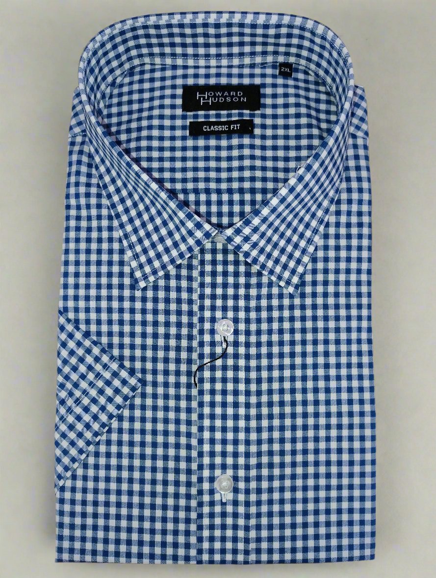 Howard Hudson Brooke Navy Check Short Sleeve Shirt