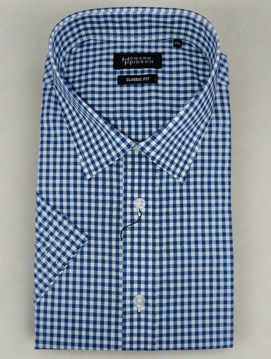 Howard Hudson Brooke Navy Check Short Sleeve Shirt