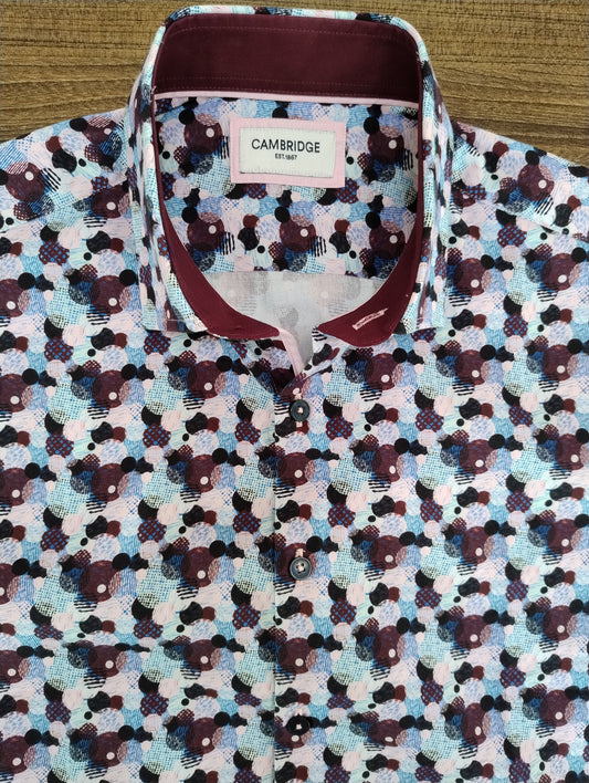 Cambridge Portsea Bordeaux Short Sleeve Shirt