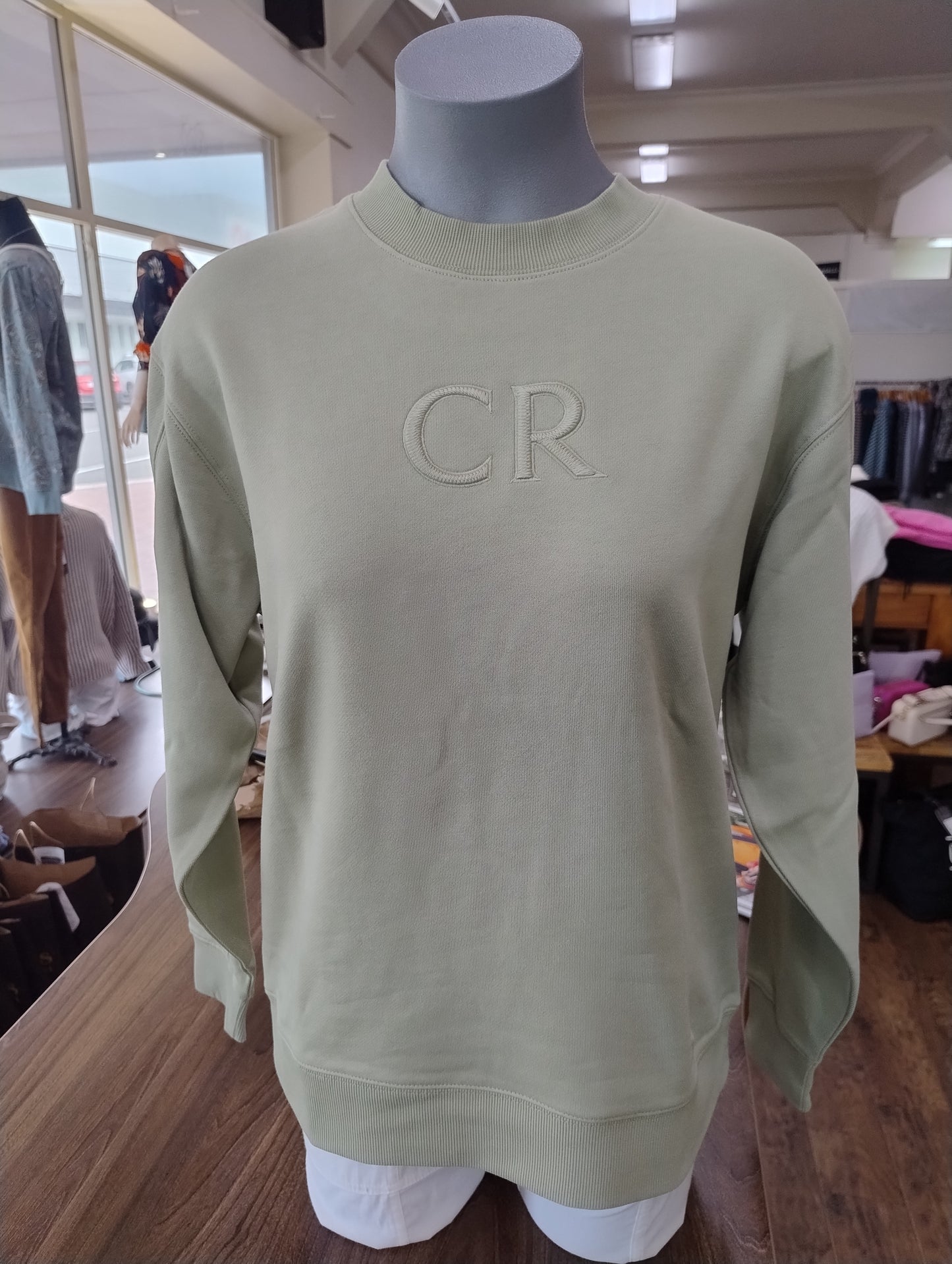 Country Road CR Logo Womens Sweatshirt-Soft Fern