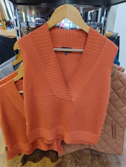 Maglia Sleeveless V Neck Knit Vest - Ginger