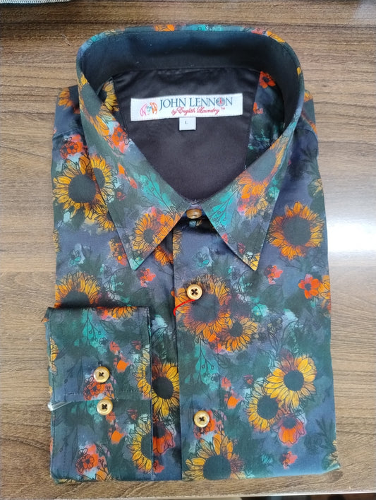 John Lennon Black Orange Sunflower Long Sleeve Shirt