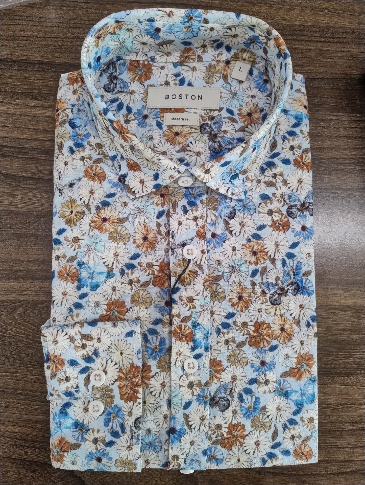 Boston Sel Multicolour Floral Linen Long Sleeve Shirt