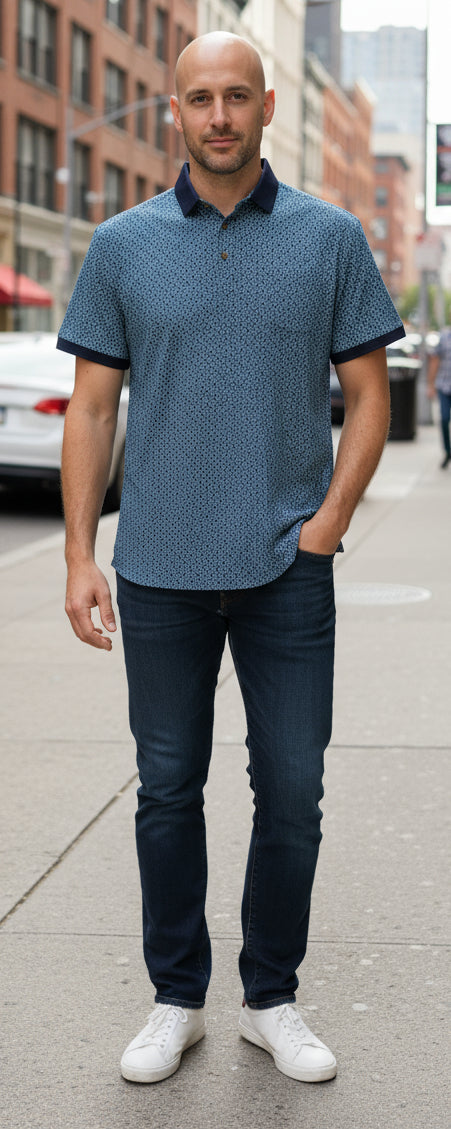 Lifestyle Short Sleeve Polo Shirt - Blue