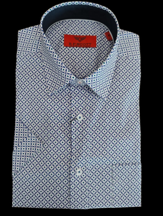 R.F Scott Fields Short Sleeve Shirt - Cadet