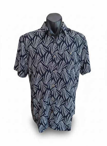 LFD Lifestyle Leaf Pattern Short Sleeve Shirt - Black & White