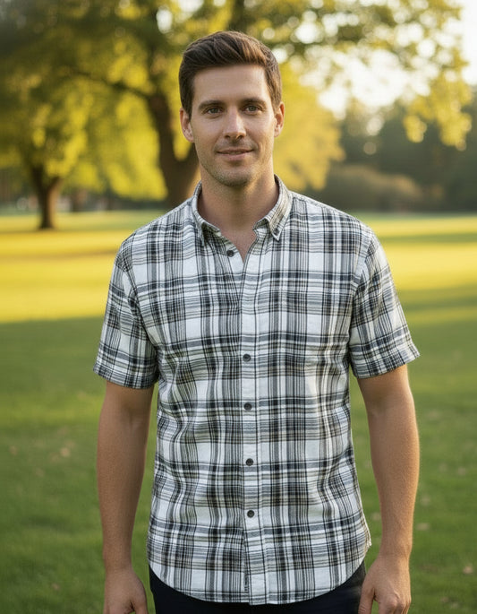 RF Scott Fields Linen Cotton Short Sleeve Shirt - Surf