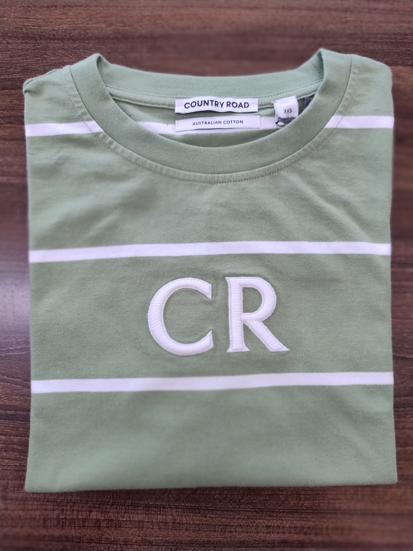 Country Road CR Logo T-Shirt - Kiwi Stripe