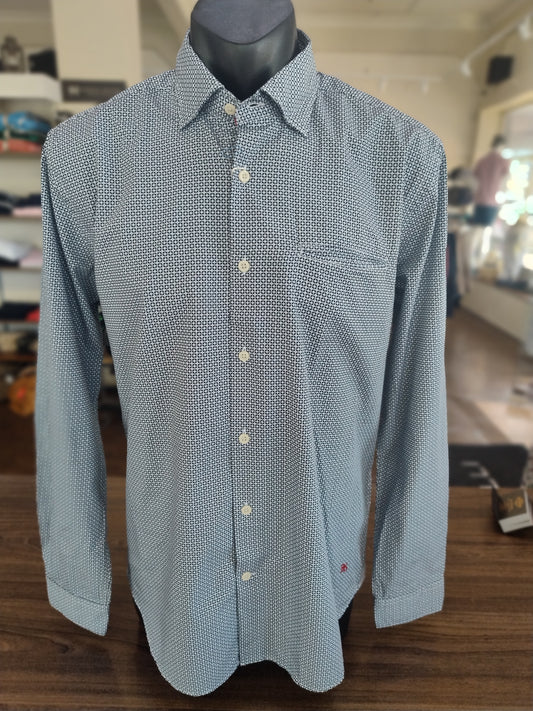 Two Flowers Circular Print Long Sleeve Shirt - Ink