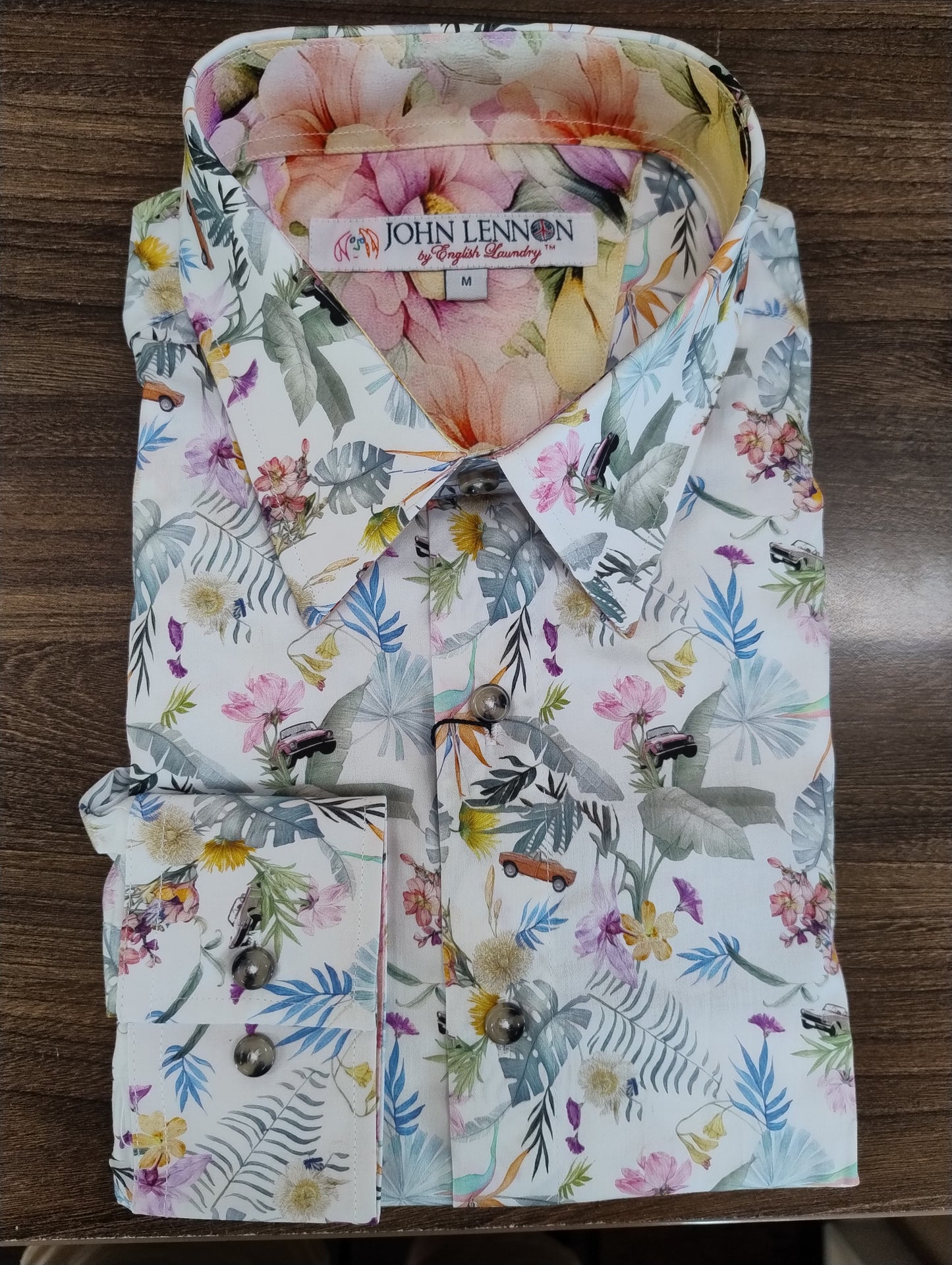 John Lennon White Multi Leaf Long Sleeve Shirt
