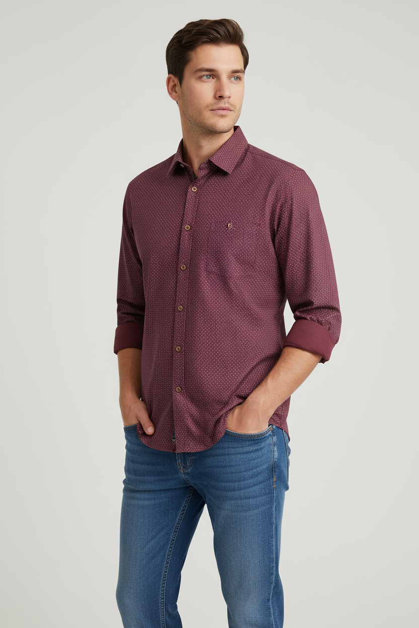 Portobello Road Burgundy w/Navy Diamonds Long Sleeve Shirt