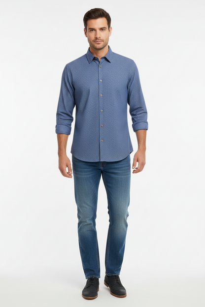 Portobello Road Navy w/White Circles Long Sleeve Shirt