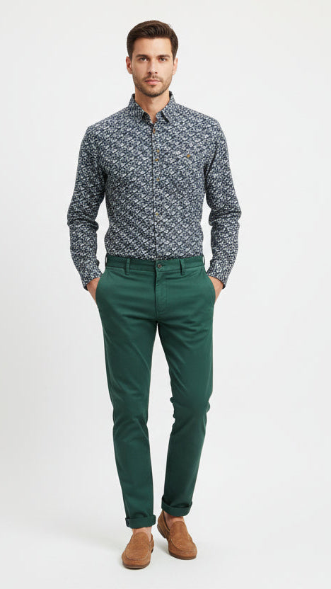 Portobello Road Black w/Green Palms Long Sleeve Shirt